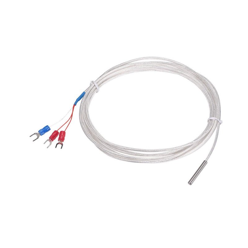 PT100 temperature probe with shielded cable and three spade terminals